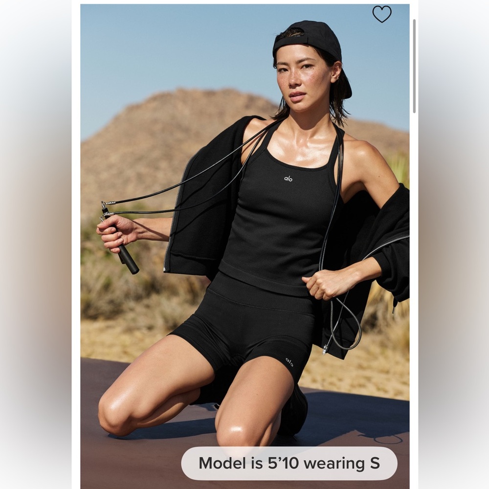 ALO Yoga Seamless Ribbed Favorite Full Length Bra Tank - Black - L - NWT